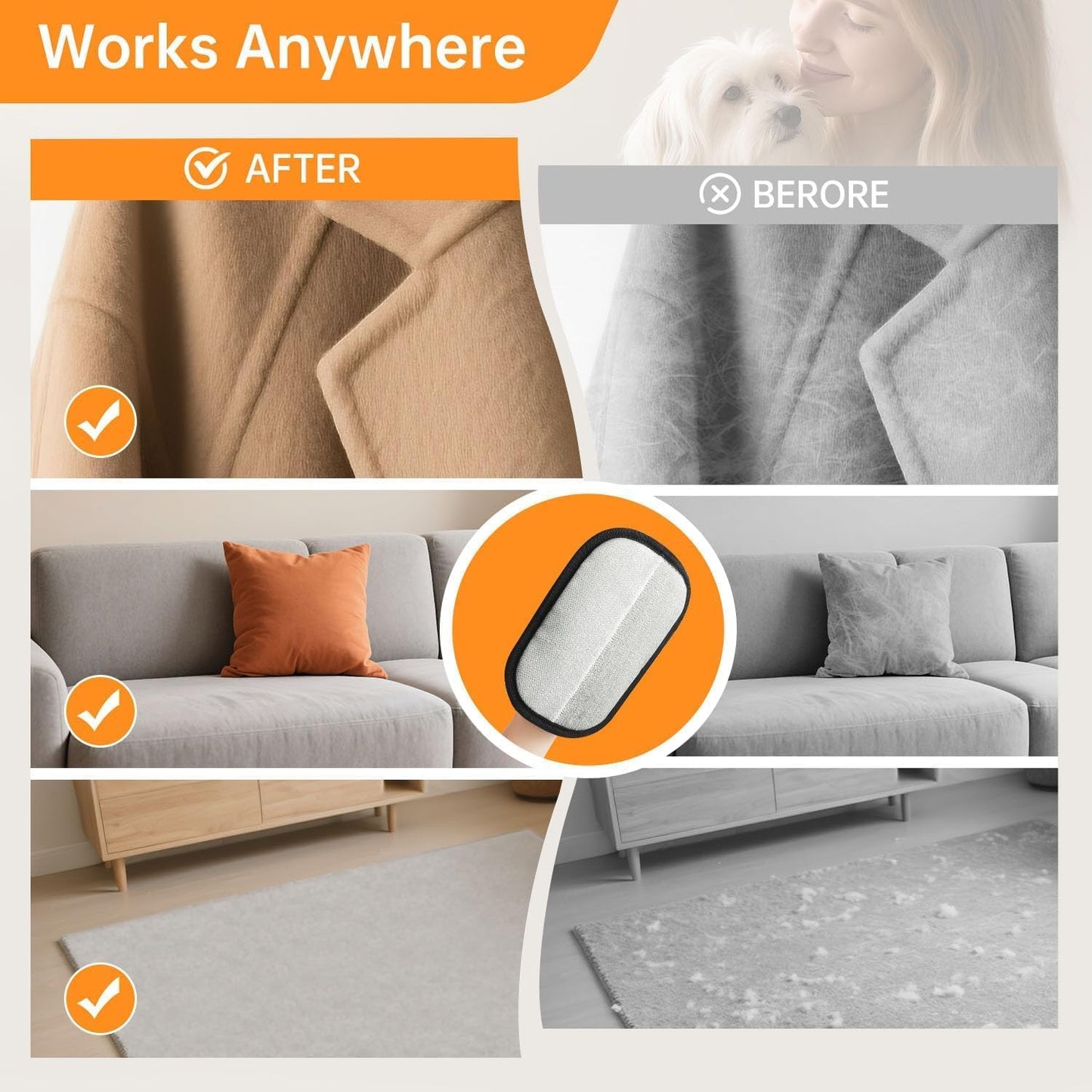 Pet Hair Removal Gloves – Reusable Grooming Glove for Cats & Dogs