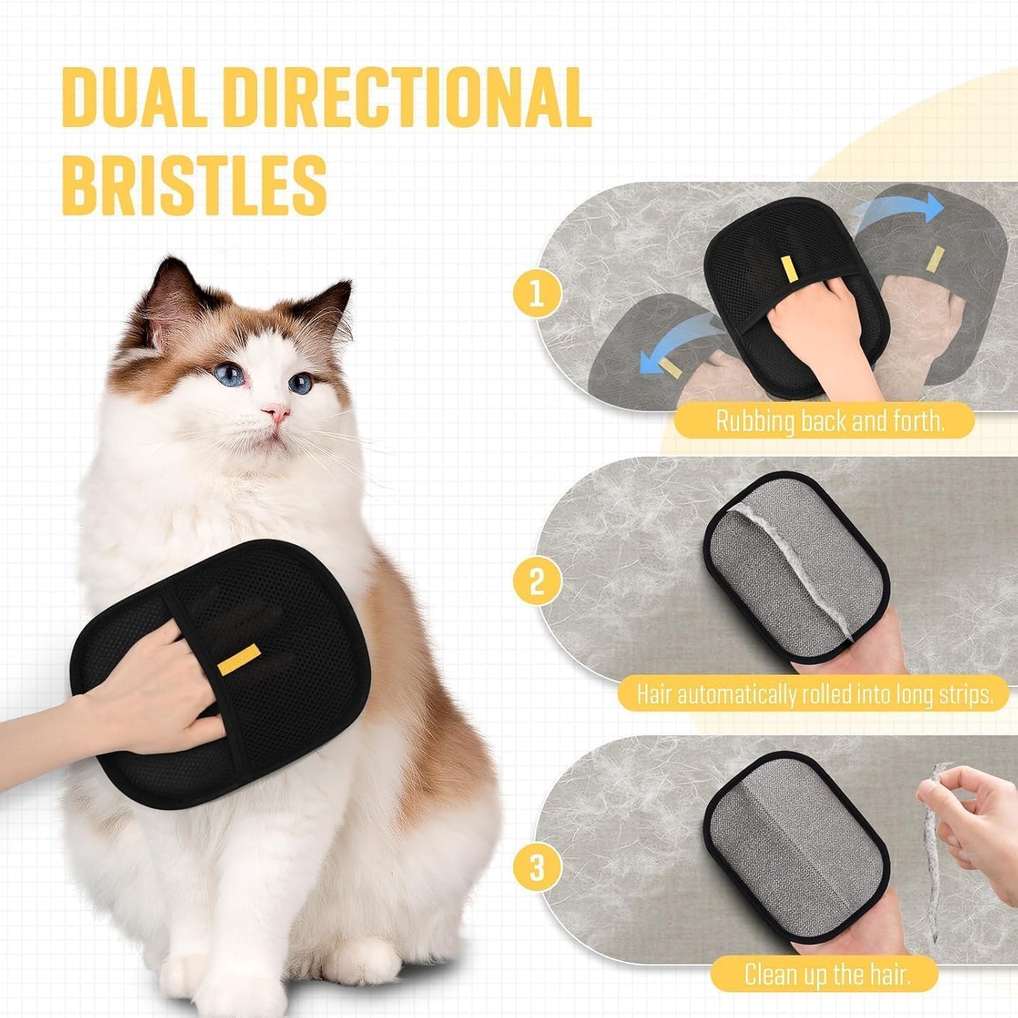 Pet Hair Removal Gloves – Reusable Grooming Glove for Cats & Dogs